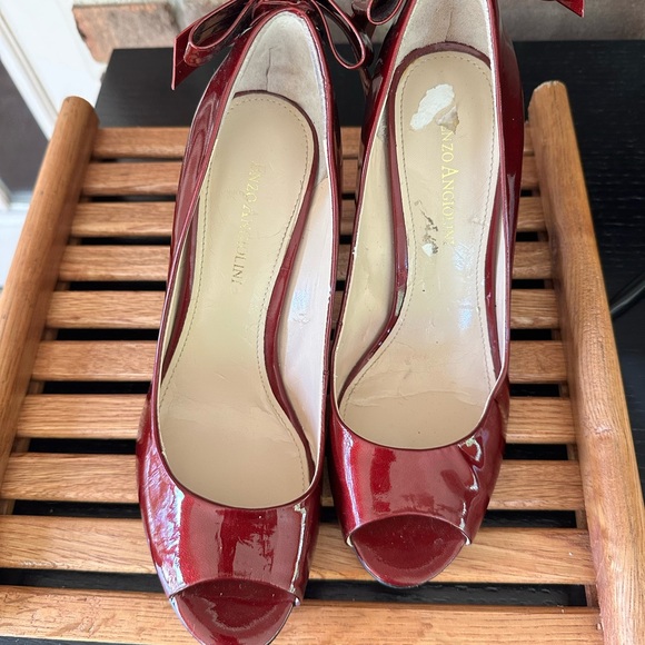 Enzo Angiolini Burgundy Peep-Toe Heels - Picture 1 of 6